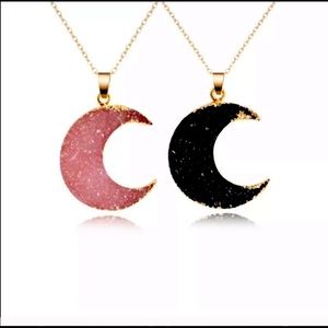 🌙Moon gold druzy necklace🌙